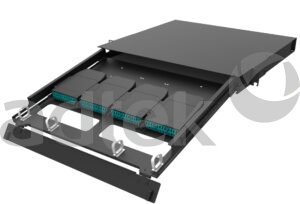 ADTEK GPX58 modular fiber patch panel product image showing 19-inch rack-mount modular patch panel hardware with dark gray sloped top cover on transparent background, 1920x1305 pixel resolution