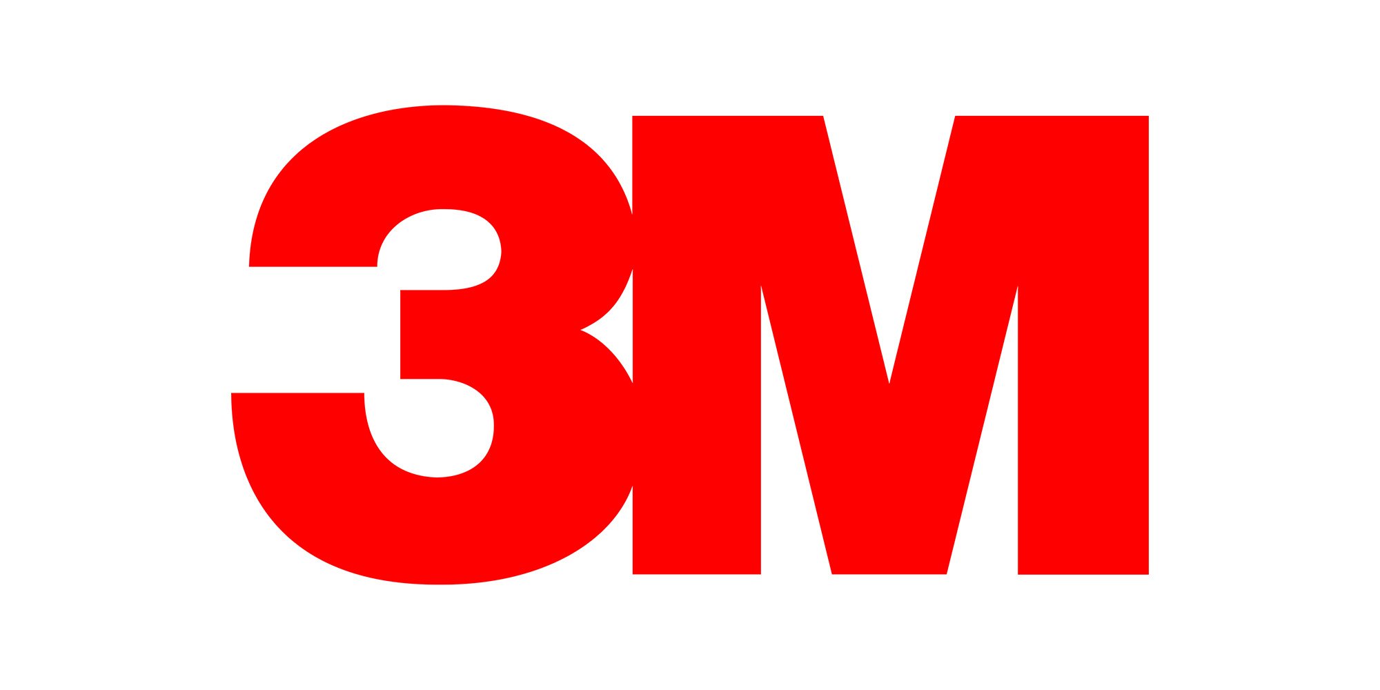 Large 3M company logo displayed in bold red 3M letters centered on a clean white background representing the global science technology and manufacturing corporation brand identity used as a partner or supplier logo image on ADTEK website