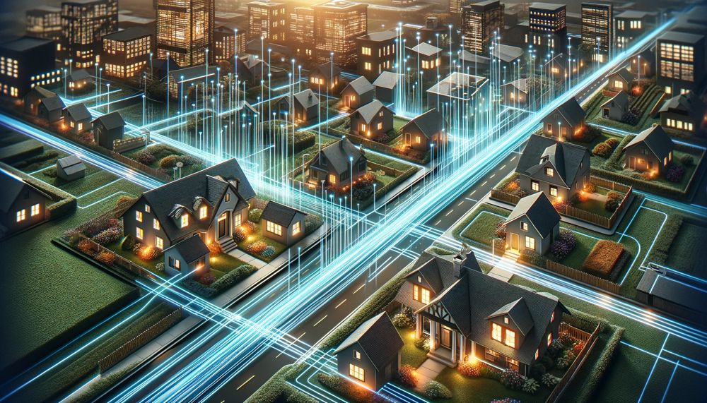 Conceptual illustration of fiber-to-the-home (FTTH) connectivity