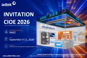 ADTEK CIOE 2026 exhibition invitation poster - fiber optic interconnect solutions at booth 9A62